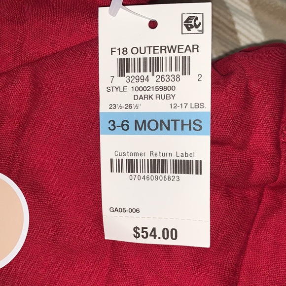 NWT- First Impressions dark red /cream reversible. - Picture 2 of 7